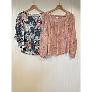 Lauren Conrad Blouses Women's XS Picnic Core Red Checked Floral Bundle of 2